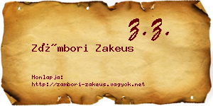 Zámbori Zakeus névjegykártya
